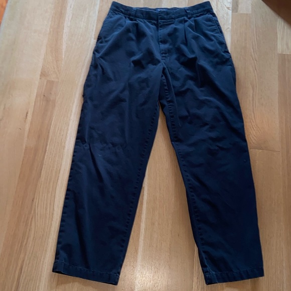 Levi’s Dockers Black Work Pants Khakis Chinos 34x32 Pleated Side Zipper Pocket - Picture 1 of 10